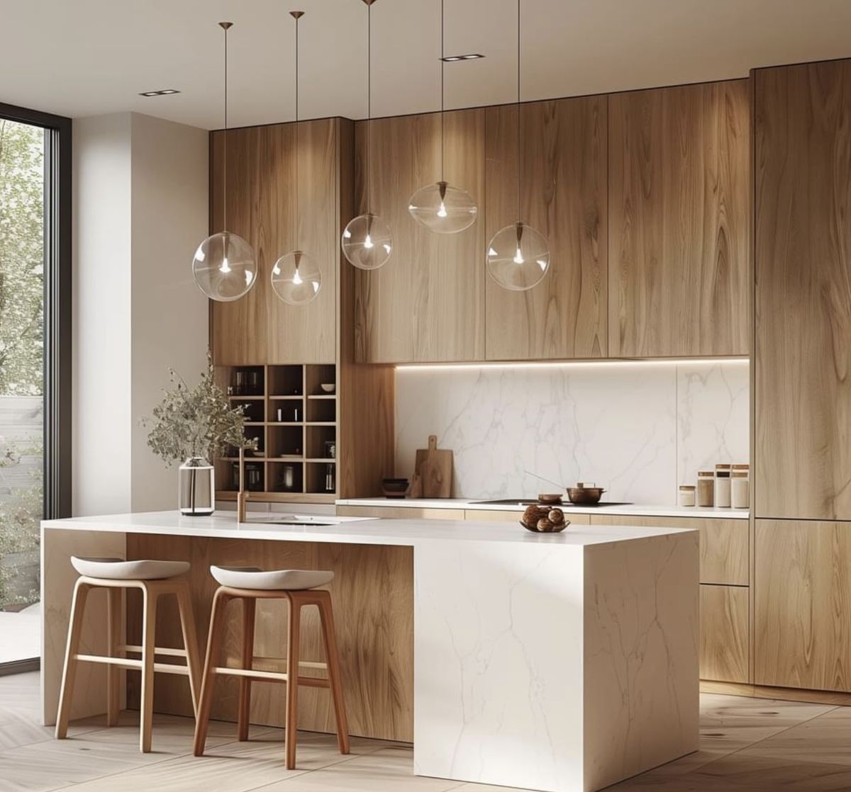 Frameless european style wood color cabinets