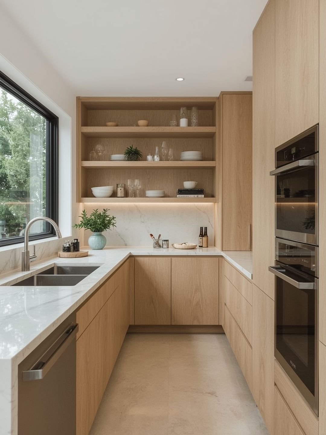 Frameless european style wood color cabinets