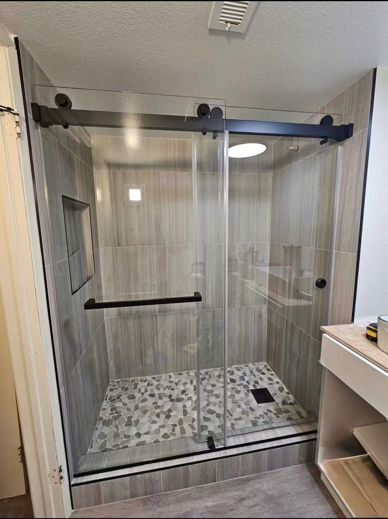 Glass shower doors installed-Double sliding